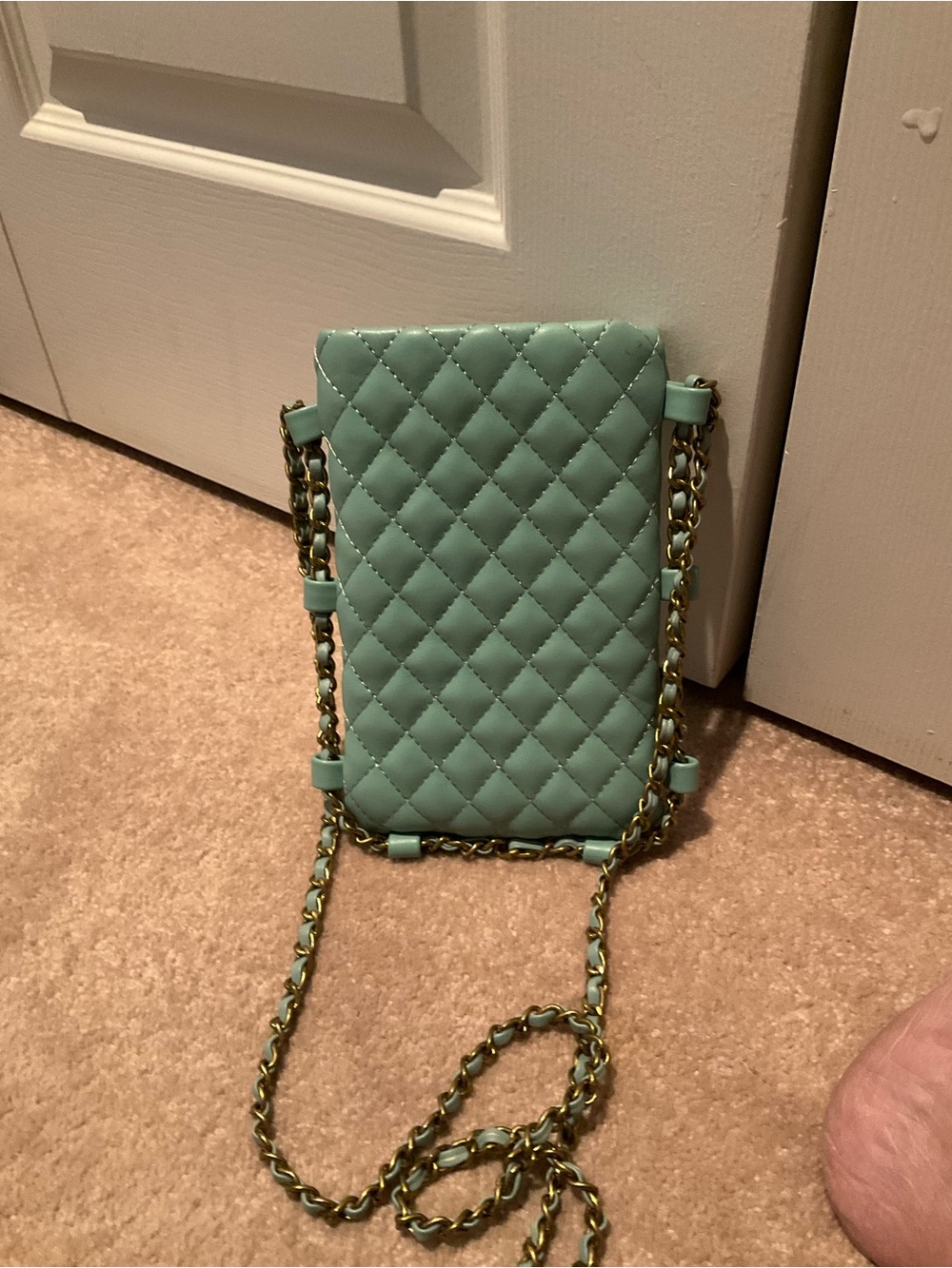 Quilted Mint Crossbody Phone Bag